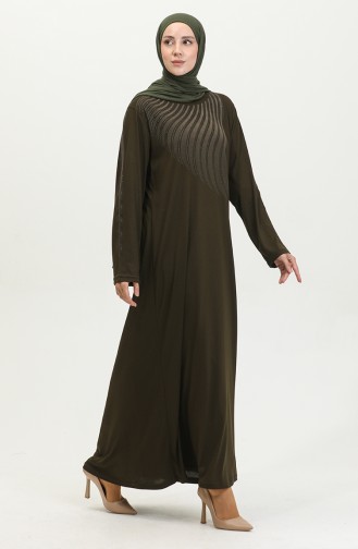 Alvina Robe Grande Taille Imprimée 4960-05 Kaki 4960-05