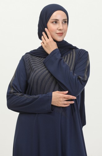 Alvina Robe Grande Taille Imprimée 4960-09 Indigo 4960-09