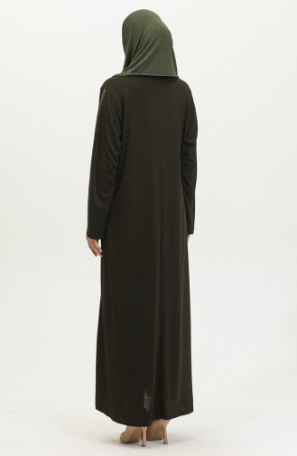 Alvina Robe Grande Taille Imprimée 4960-07 Kaki Foncé 4960-07