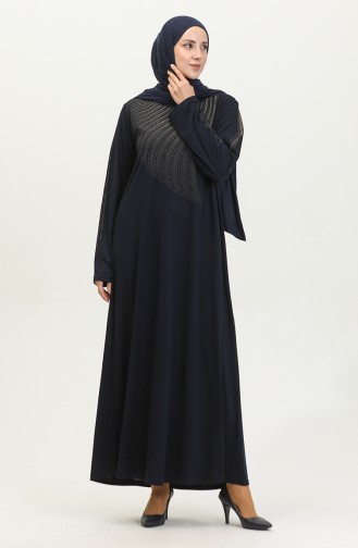 Alvina Robe Grande Taille Imprimée 4960-02 Bleu Marine Foncé 4960-02