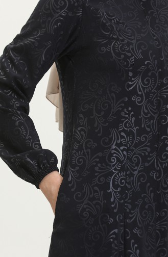 عباءة عادل مولانا بتصميم مُطبع 3018A-02 لون كحلي 3018A-02