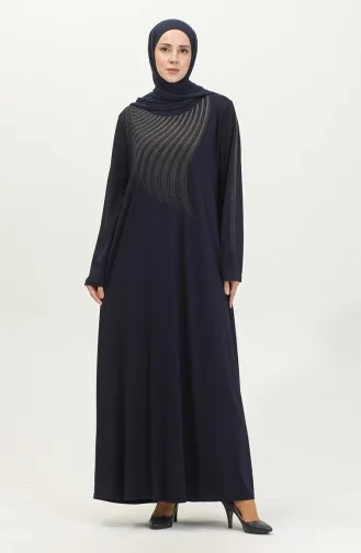 Alvina Robe Grande Taille Imprimée 4960-04 Bleu Marine 4960-04