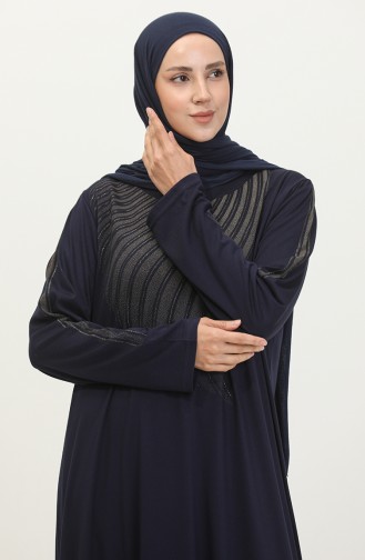 Alvina Robe Grande Taille Imprimée 4960-04 Bleu Marine 4960-04
