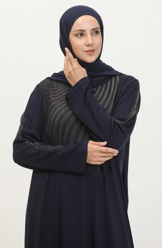 Alvina Robe Grande Taille Imprimée 4960-04 Bleu Marine 4960-04