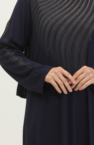Alvina Robe Grande Taille Imprimée 4960-04 Bleu Marine 4960-04
