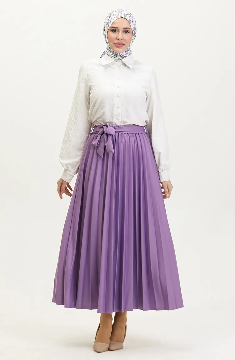Riem Gedetailleerde Geplooide Hijabrok Brc1505 1505-04 Lila 1505-04