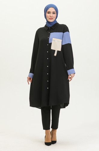 Große Tunika Mit Taschen Blau G3089 1270