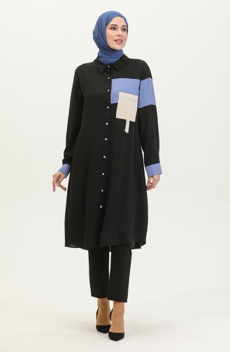 Große Tunika Mit Taschen Blau G3089 1270