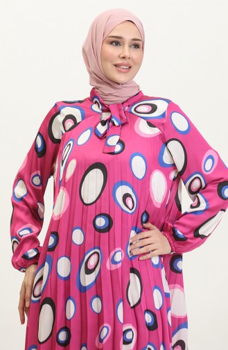 Polka Dot Large Size Satin Tunic Pink T1456 1091