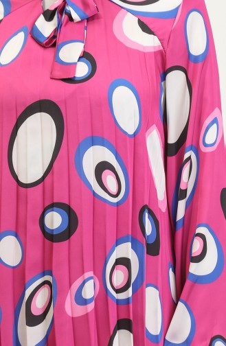 Polka Dot Large Size Satin Tunic Pink T1456 1091