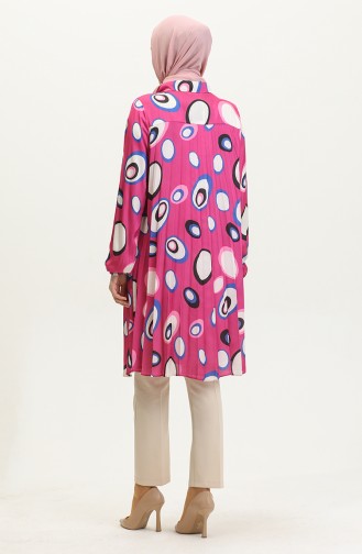 Polka Dot Large Size Satin Tunic Pink T1456 1091