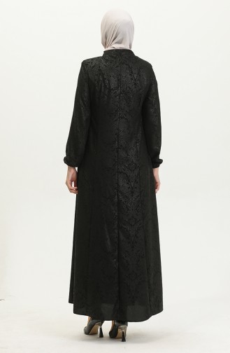 Patterned Adel Mevlana Abaya 3018B-01 Black 3018B-01