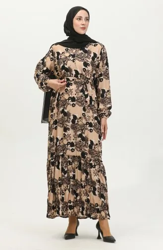 Amelya Farbali Großes Viskosekleid Mit Gürtel 4588A-01 Nerzschwarz 4588A-01