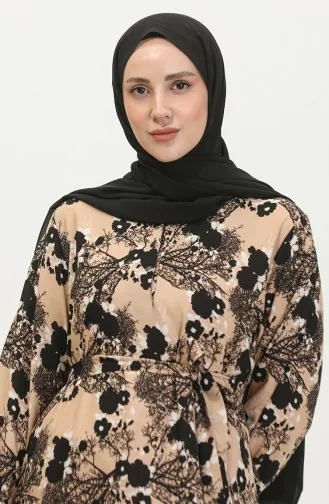 Amelya Farbali Großes Viskosekleid Mit Gürtel 4588A-01 Nerzschwarz 4588A-01