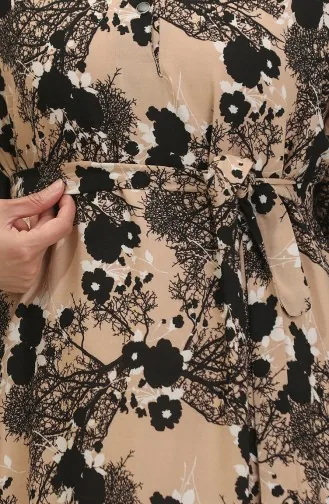 Amelya Farbali Großes Viskosekleid Mit Gürtel 4588A-01 Nerzschwarz 4588A-01