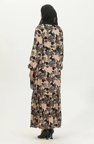 Amelya Farbali Großes Viskosekleid Mit Gürtel 4588A-01 Nerzschwarz 4588A-01