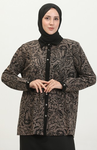 Large Size Patterned Shirt 3605E-01 Mink 3605E-01