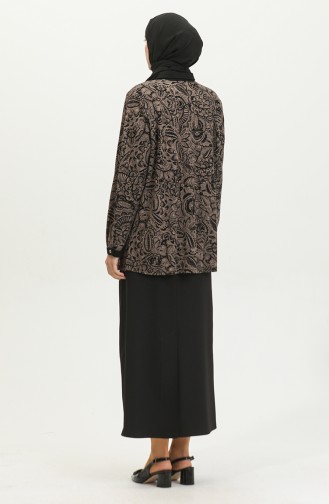 Large Size Patterned Shirt 3605E-01 Mink 3605E-01