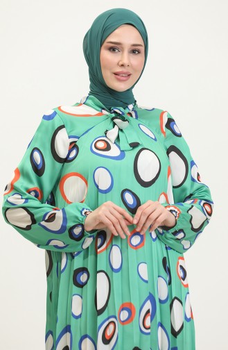 Polka Dot Large Size Satin Tunic Green T1456 1092