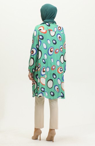 Polka Dot Large Size Satin Tunic Green T1456 1092