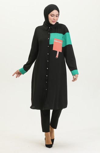 Large Size Pocket Detailed Tunic Green G3089 1267