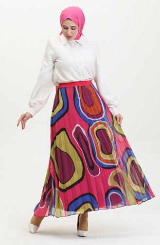 Plus Size Pleated Skirt Fuchsia 4325 1218