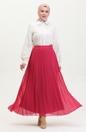 Large Size Pleated Chiffon Skirt Fuchsia 4325 1225