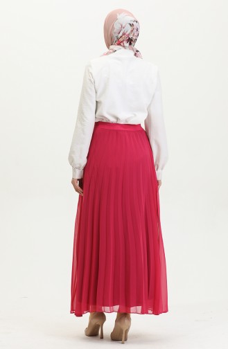 Large Size Pleated Chiffon Skirt Fuchsia 4325 1225