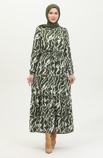 Alisa Flare Viskosekleid Mit Gürtel 4599F-02 Khaki 4599F-02