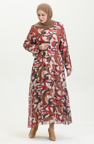 Plus Size Plooijurk Rood 7824 1197