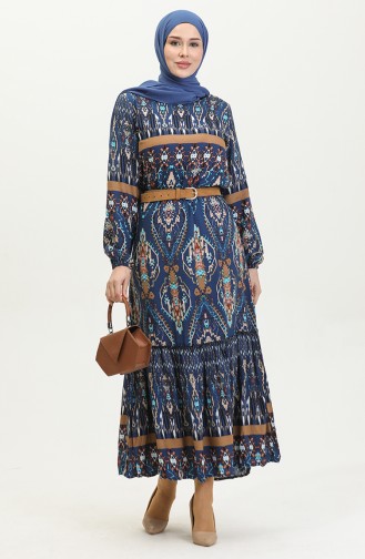 Alisa Volant-Viskosekleid Mit Gürtel 4599D-01 Marineblau 4599D-01