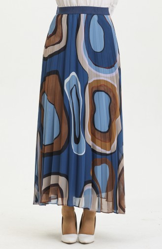 Plus Size Pleated Skirt Blue 4325 1216