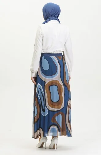 Plus Size Plooirok Blauw 4325 1216