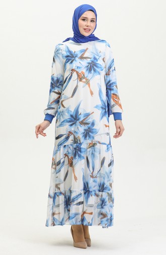 Robe à Motifs Grande Taille Bleu 7834 1123