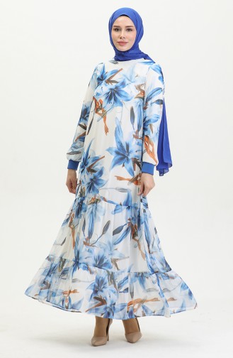 Robe à Motifs Grande Taille Bleu 7834 1123