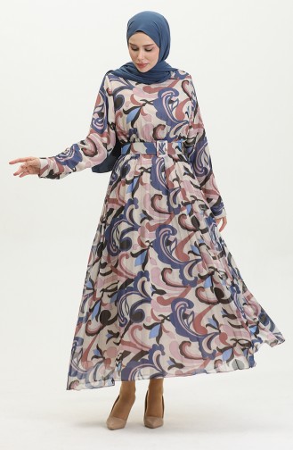 Plus-Size-Plisseekleid Blau 7824 1195