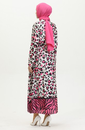 Plus Size Patterned Satin Dress Pink 7815 1020
