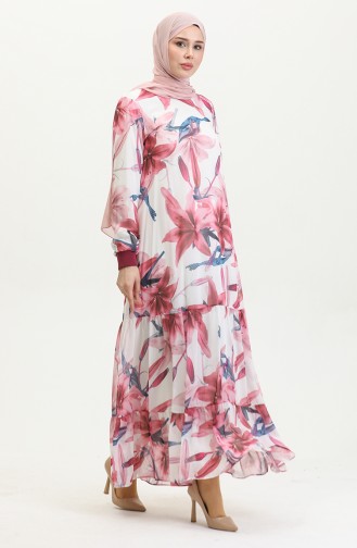 Plus Size Patterned Dress Pink 7834 1120
