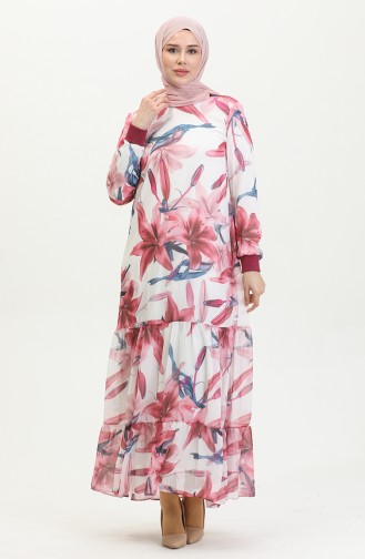 Plus Size Patterned Dress Pink 7834 1120