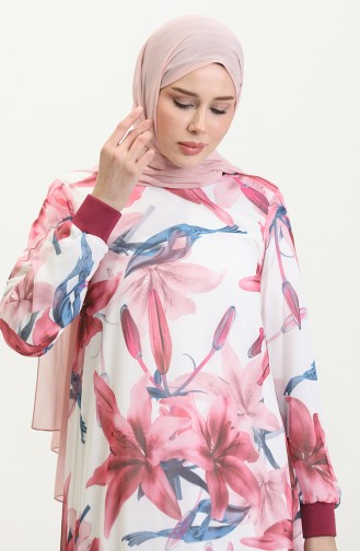 Plus Size Patterned Dress Pink 7834 1120