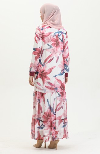 Plus Size Patterned Dress Pink 7834 1120