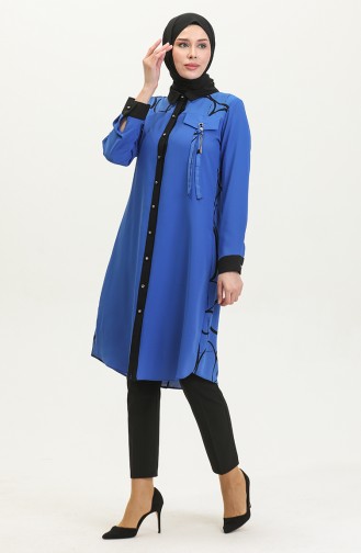 Bağcık Detaylı Tunik Saks G3085
