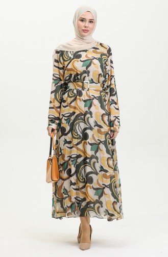 Plus Size Pleated Dress Yellow 7824 1196