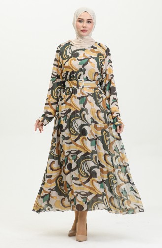 Plus Size Pleated Dress Yellow 7824 1196