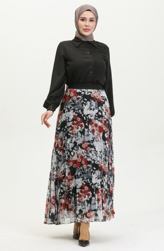 Jupe Plissée Grande Taille Noir 4325 1212