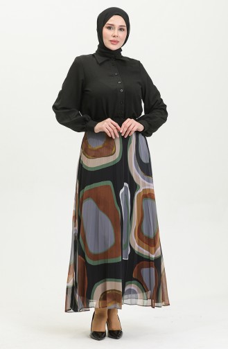 Plus Size Pleated Skirt Black 4325 1217