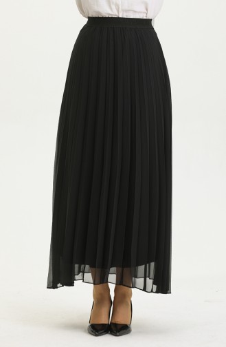 Grote Maten Geplooide Chiffon Rok Zwart 4325 1226