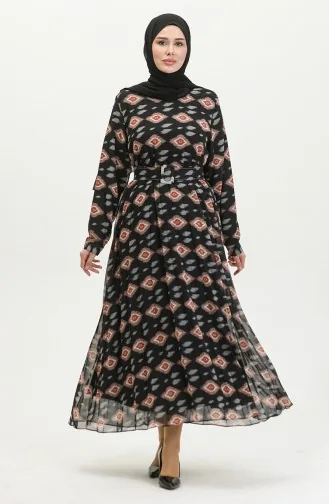 Plus Size Plooijurk Zwart 7824 1200