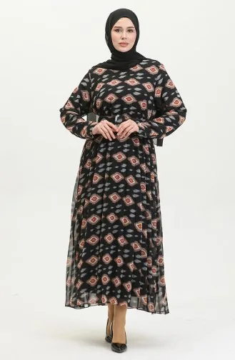 Plus Size Plooijurk Zwart 7824 1200