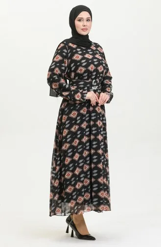 Plus Size Plooijurk Zwart 7824 1200
